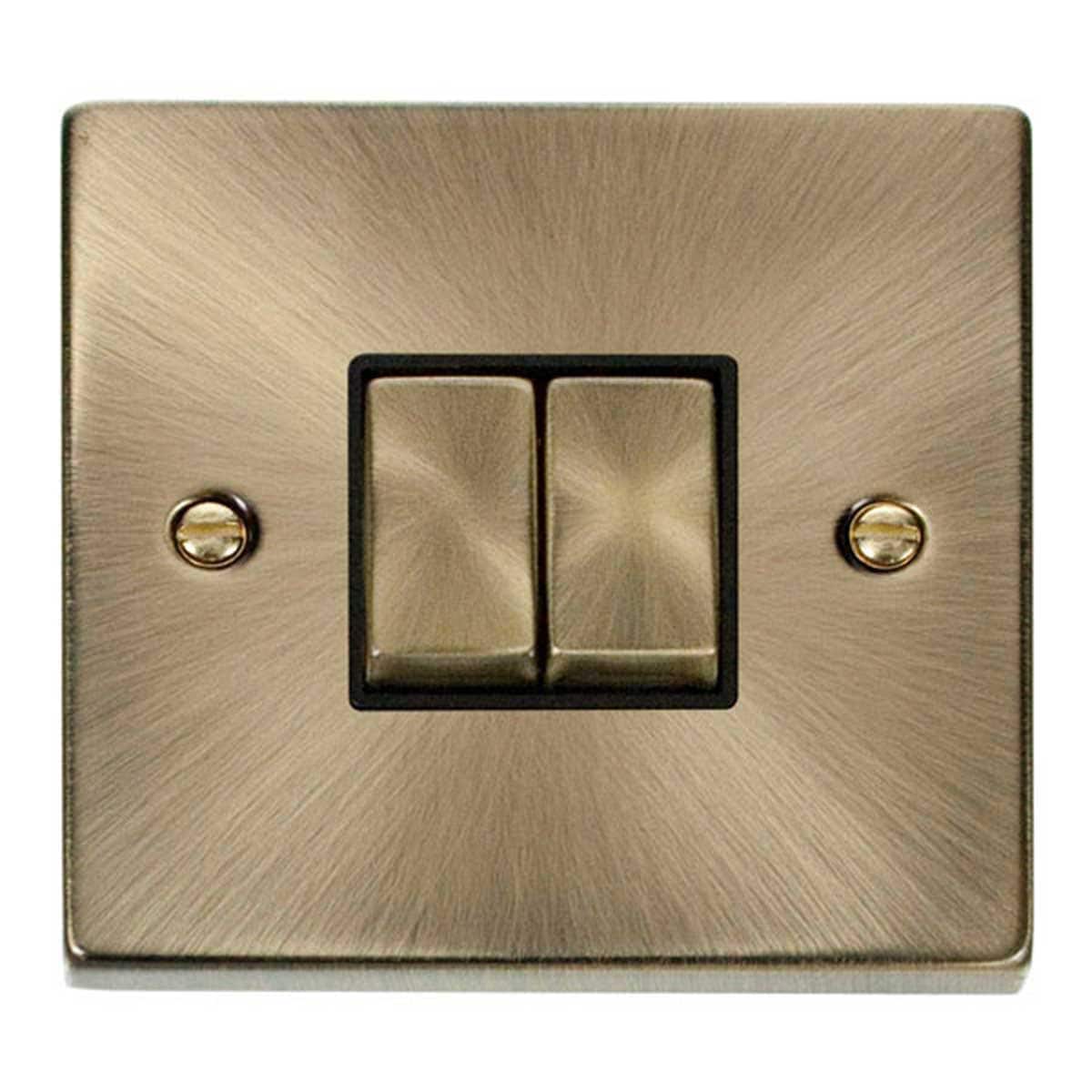 SE HOME Antique Brass 10A 2 Gang 2 Way Ingot Light Switch Brown Antique Brass