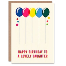 Fun Colourful Cheerful Pink Yellow Balloons Lovely Daughter Birthday Card