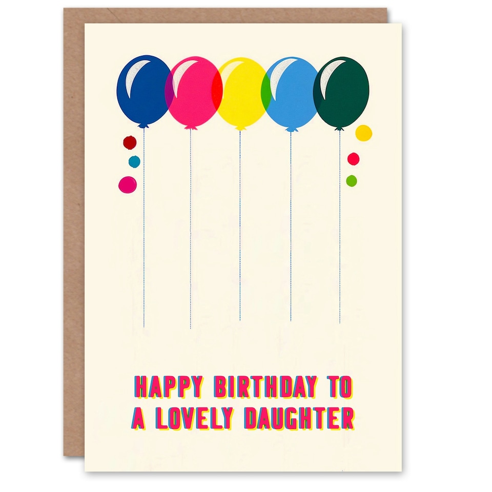 image 1 of Fun Colourful Cheerful Pink Yellow Balloons Lovely Daughter Birthday Card