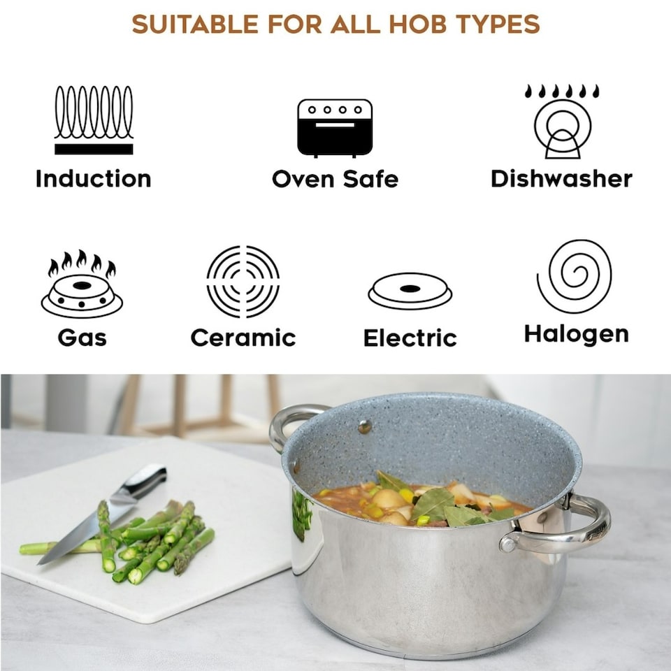 image 1 of Durastone Stainless Steel 5.5L Non-Stick Stock Pot