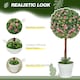 image 3 of HOMCOM Set of 2 Decorative Artificial Plants, Ball Topiary Tree with Rose Flower in Pot, Fake Plants for Home Indoor Outdoor Decor, 60cm, Pink