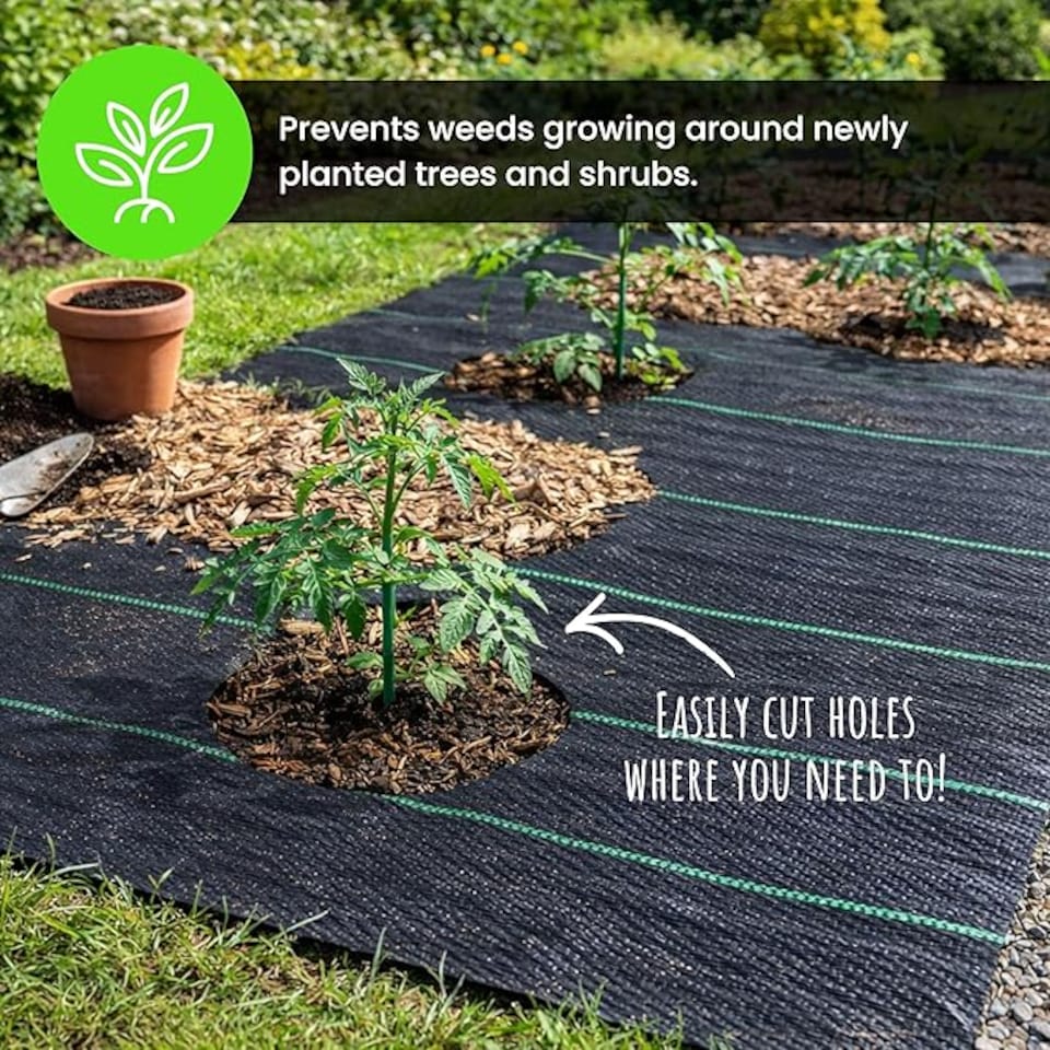 image 1 of Heavy Duty Weed Control Fabric - Landscape Membrane for Garden, Patios & Flower Beds | Black | 1m x 5m