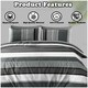 image 4 of VELVETIO Francis Stripe Complete Duvet Cover Set with Fitted Sheet Soft Polycotton Bedding Sets Grey | Single