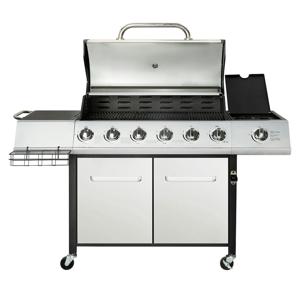 image 1 of Charles Bentley 7 Burner (6+side) Premium Gas BBQ - Stainless Steel