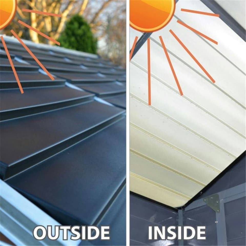 image 1 of 3 x 6 (0.90m x 1.85m) Double Door Apex Plastic Shed with Skylight Roofing