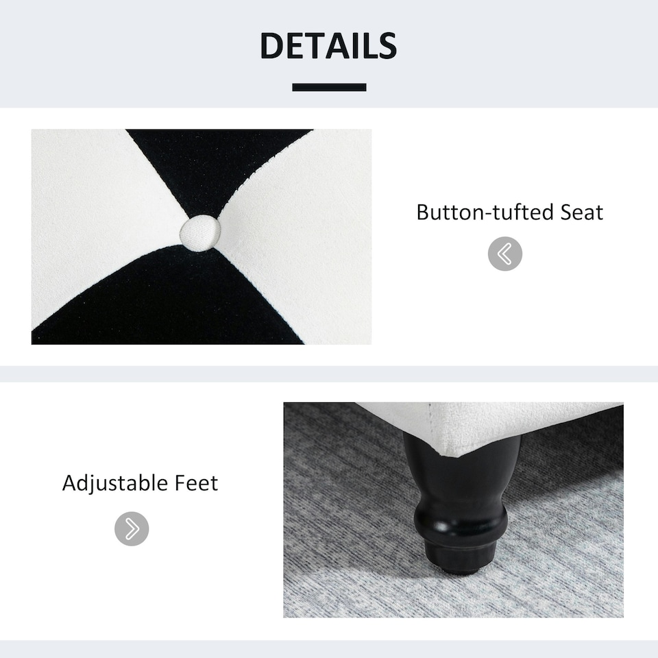 image 1 of HOMCOM 114 x 47 x 47cm Velvet Storage Ottoman, Button-tufted Footstool Box