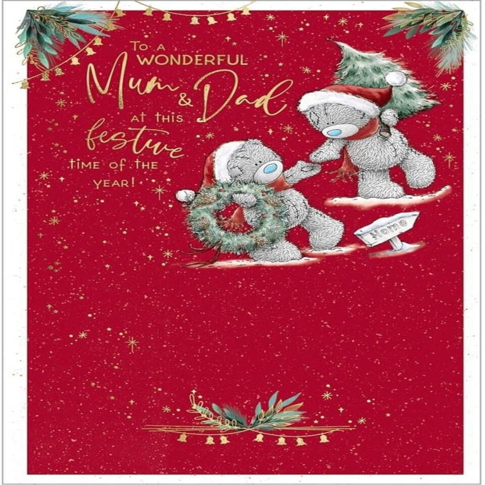 Bears With Tree And Wreath Mum And Dad Christmas Card Tesco Groceries