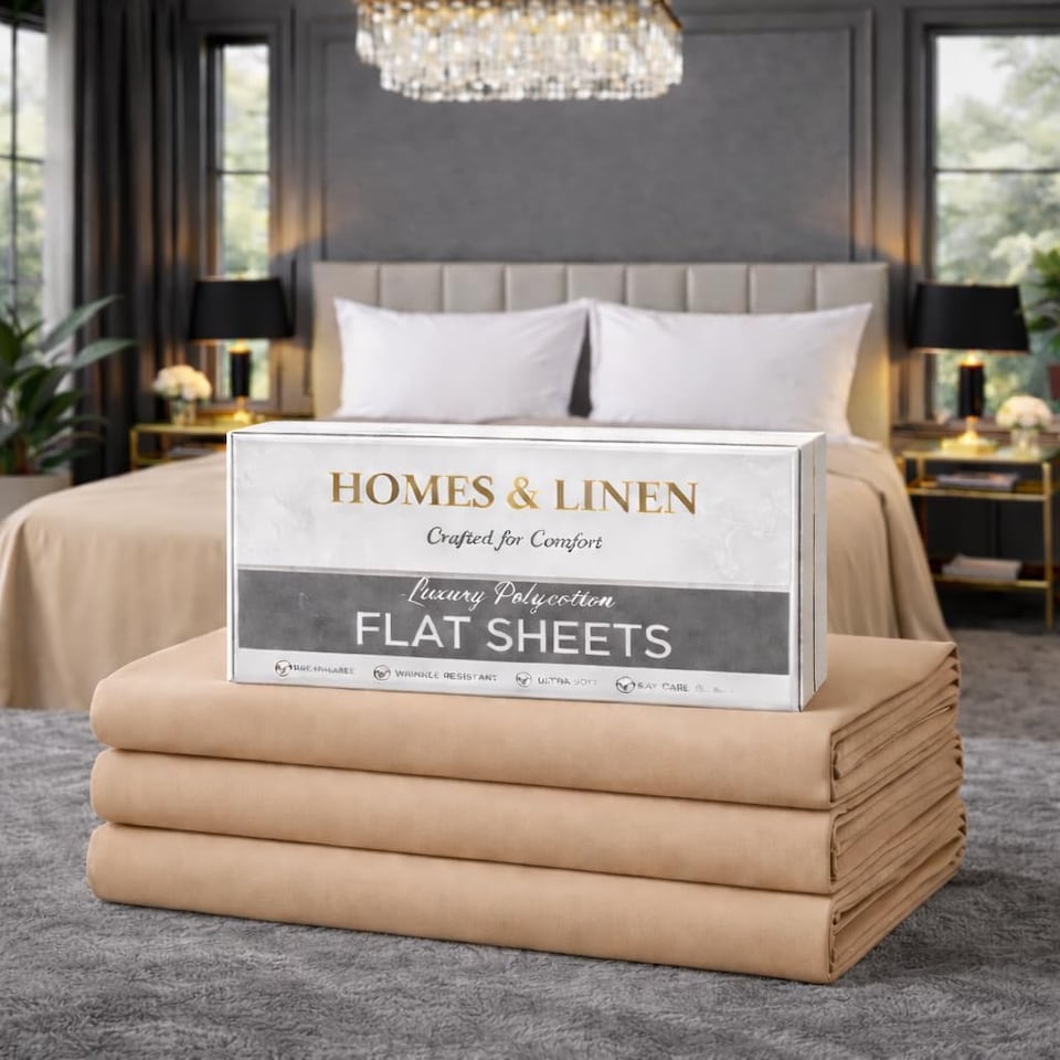 image 1 of HOMES-LINEN Polycotton Flat Sheet Easy Care Bed Sheet