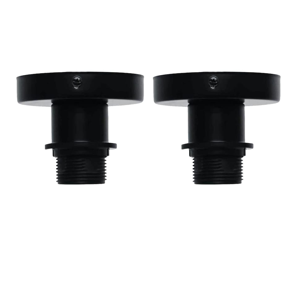 image 1 of Set of 2 Cassidy - Black E27 Flush Mount Ceiling Lights for Easy Fit Shades | Black | 2