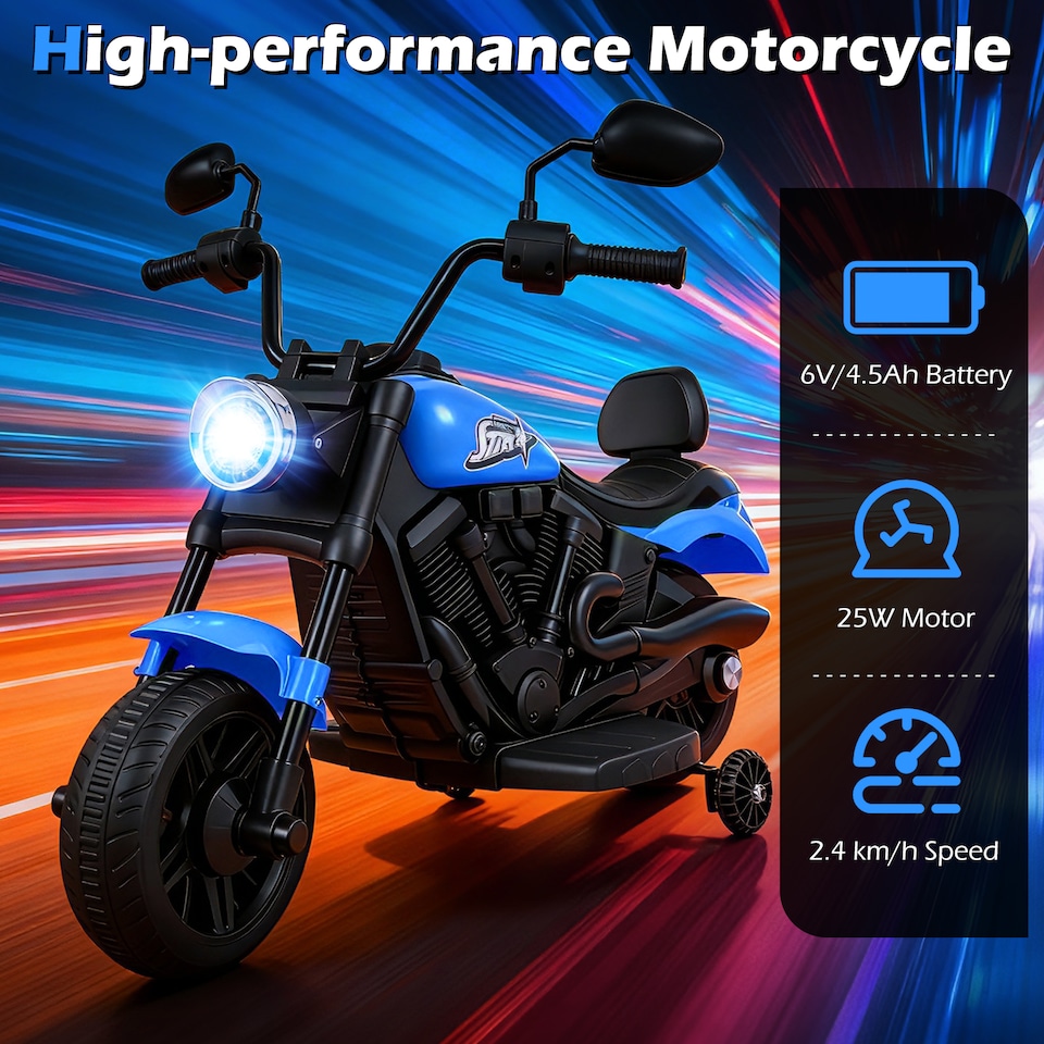 Costway Kids Electric Motorcycle 6V Battery Powered Ride on Toy - Tesco ...