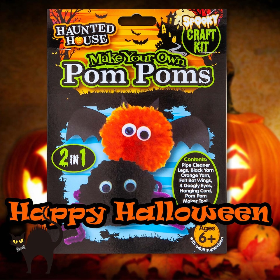 image 1 of vfm-estore Halloween Pom Pom Craft Kit - Multicolour, 22 x 16 cm