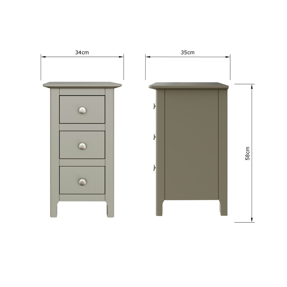 image 1 of Palma 3 Drawer Bedside Cabinet Pale Grey