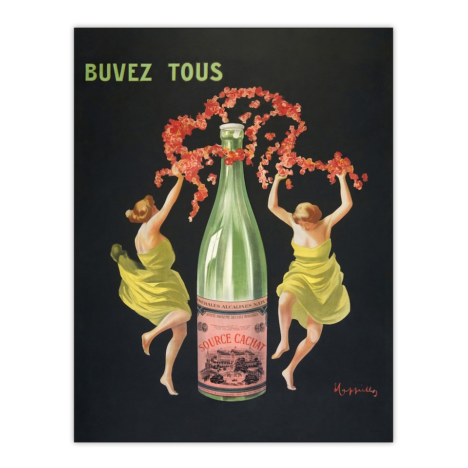 image 1 of Drink All Cachat Vintage Ad Vintage Wall Art Print Cappiello 12x16"