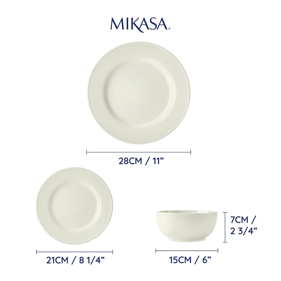 image 1 of Mikasa Dinner Set Cream Stoneware 12 Piece