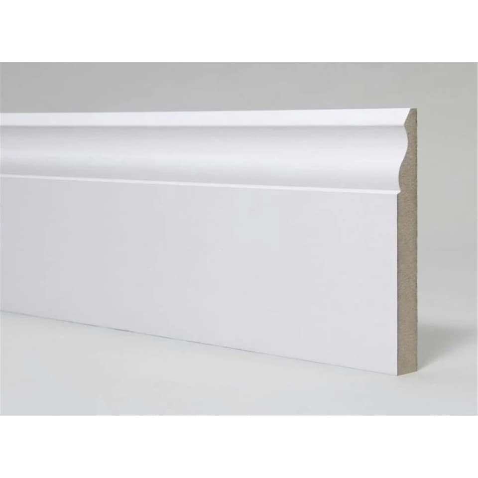 image 1 of PACK OF 15 (Total 15 Units) - 18mm x 119mm White Primed MDF Ogee Skirting Board - 2700mm Length