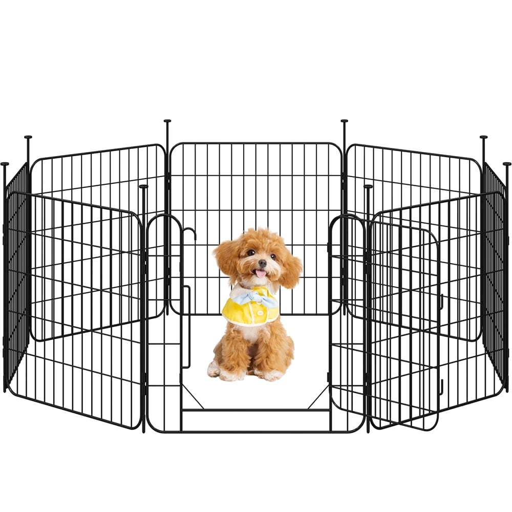 Yaheetech 60 cm Tall 8-Panel Dog Playpen Panels-Black