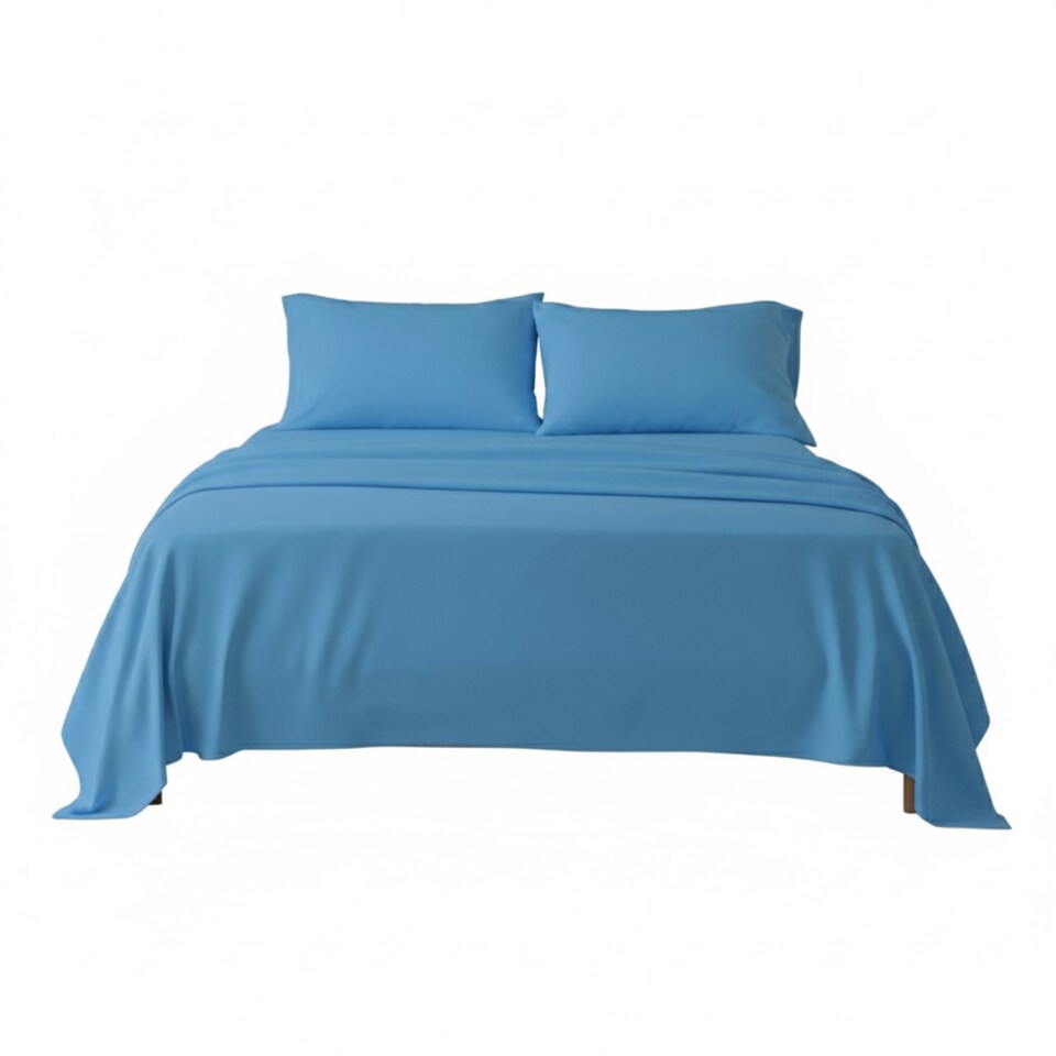 image 1 of Flannelette Cotton Duvet Cover Set Soft Brushed Warm Bedding Set | Blue | Super King