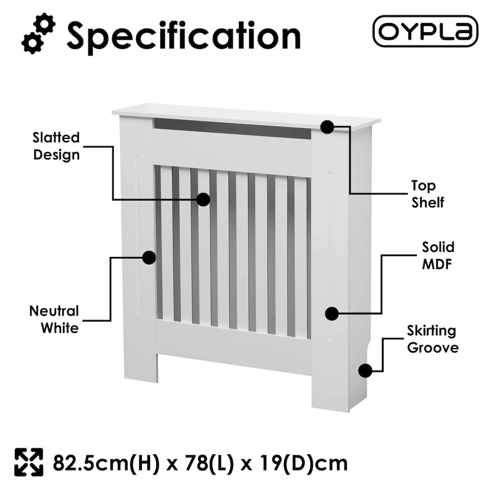 image 1 of Small White Wooden Slatted Grill Radiator Cover MDF Cabinet