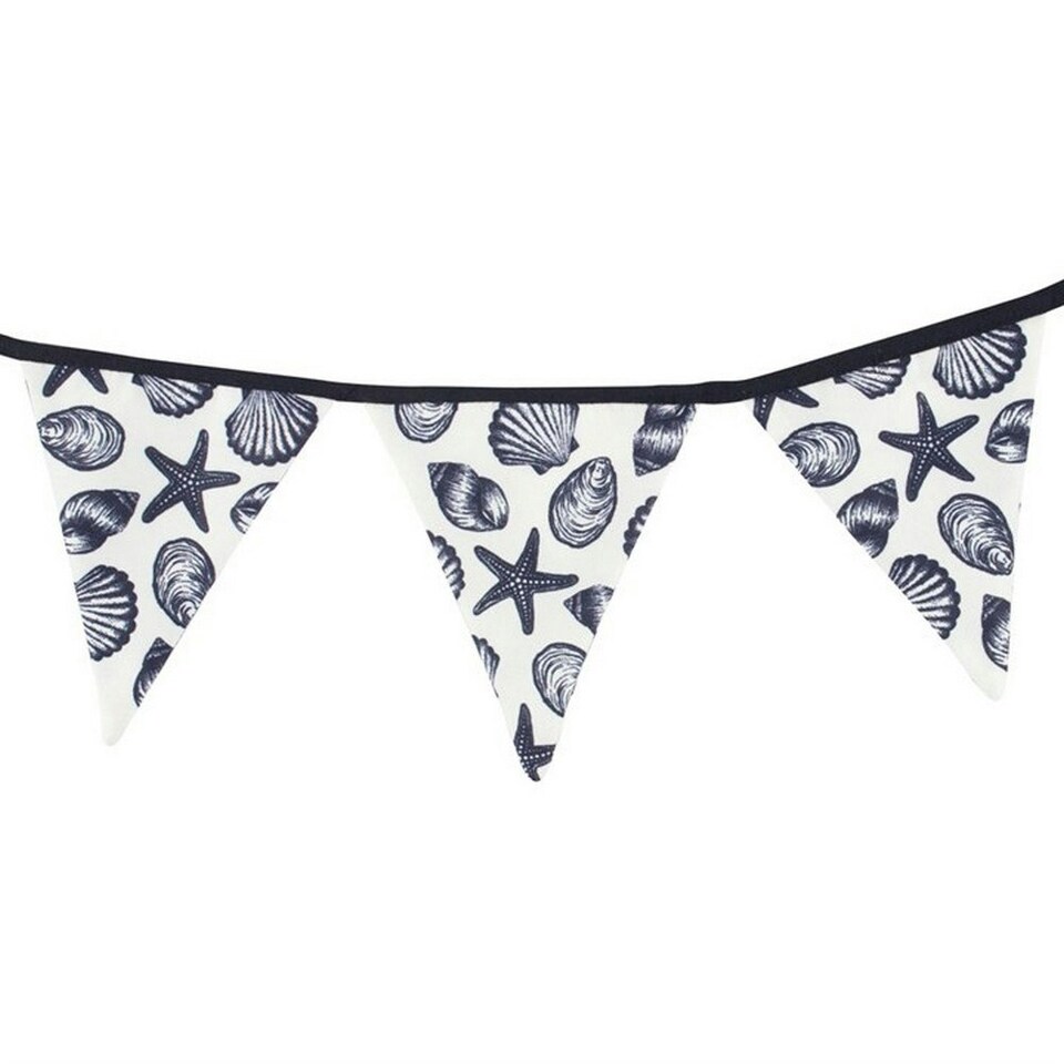 image 1 of Something Different Coastal Charm Fabric Seashells Bunting - White/Black - One Size
