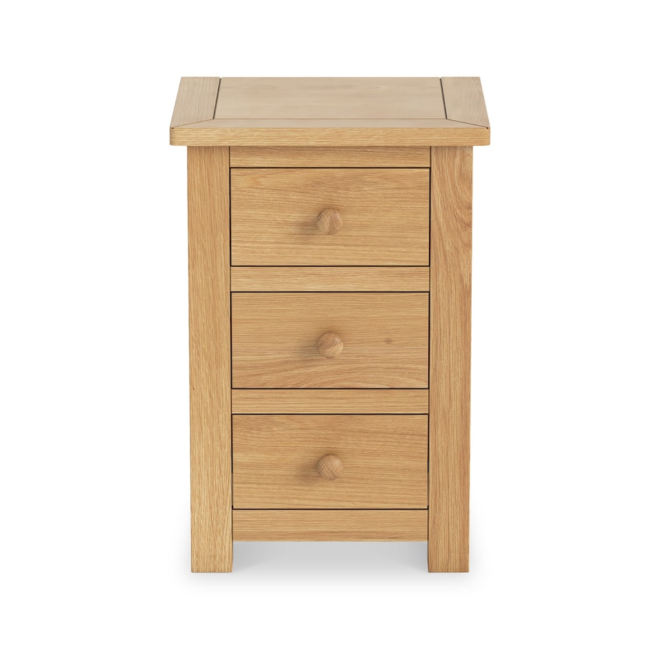 image 1 of Duchy Oak 3 Drawer Bedside Table Fully Assembled - By Roseland Furniture