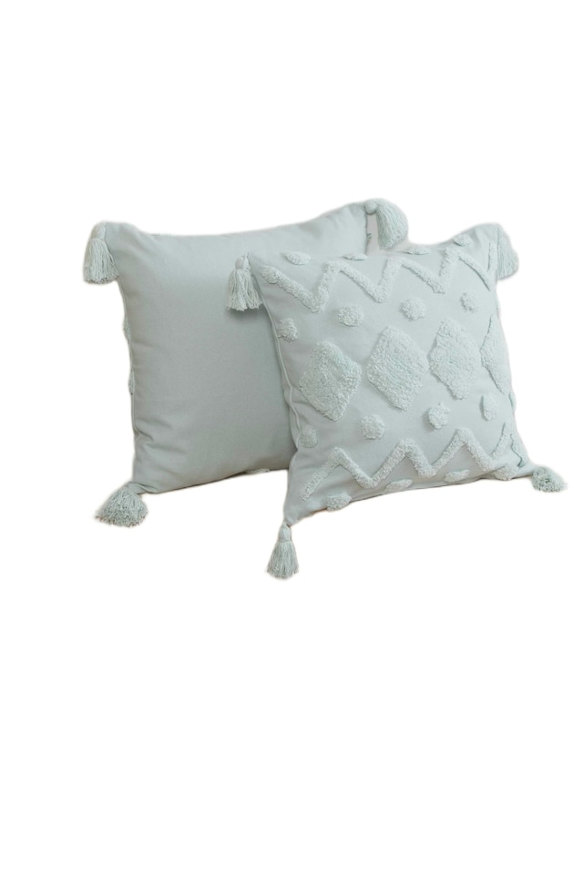 image 1 of Juniper Tufted (43x43 cm) Cushion Cover with Cusion Pads | Silver | 43 x 43 cm | 1