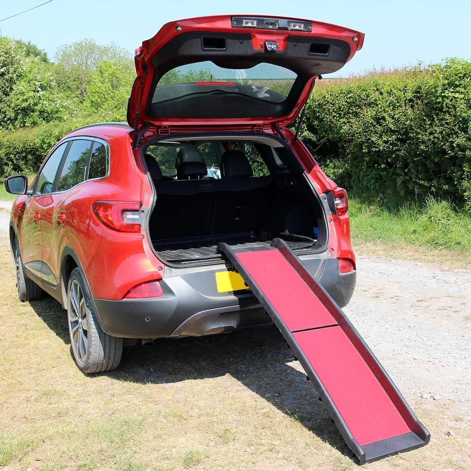 image 1 of Red Lightweight Folding Travel Pet Ramp