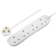 image 1 of Masterplug 4 Socket Extension Lead with 2m Cable, Wall-Fixing, White