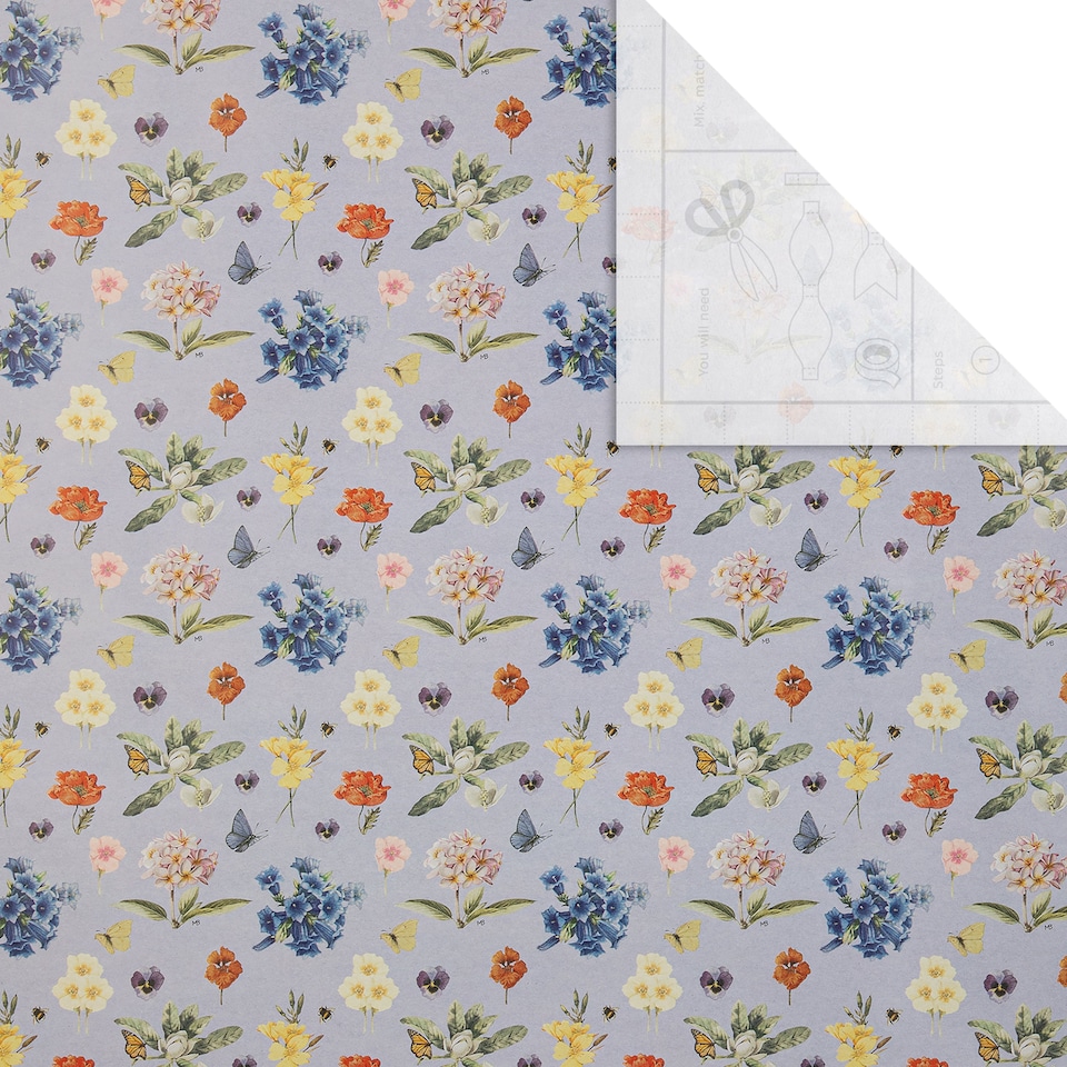 image 1 of Hallmark 6M Wrapping Paper - 3 X 2M Rolls - Floral Marjolein Bastin Design