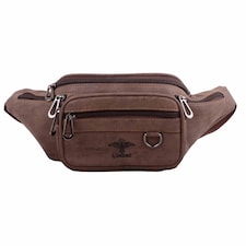 Lorenz Two Tone PU Leather Money Coin Adjustable Waist Bum Bag | Brown | Dark Brown