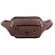 image 1 of Lorenz Two Tone PU Leather Money Coin Adjustable Waist Bum Bag | Brown | Dark Brown