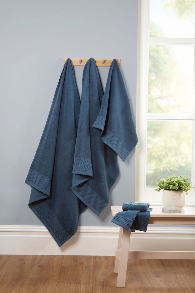 image 1 of Eden Weave Cotton Towels Luxury Soft Quick Dry Absorbent | Blue | Hand towel | 1