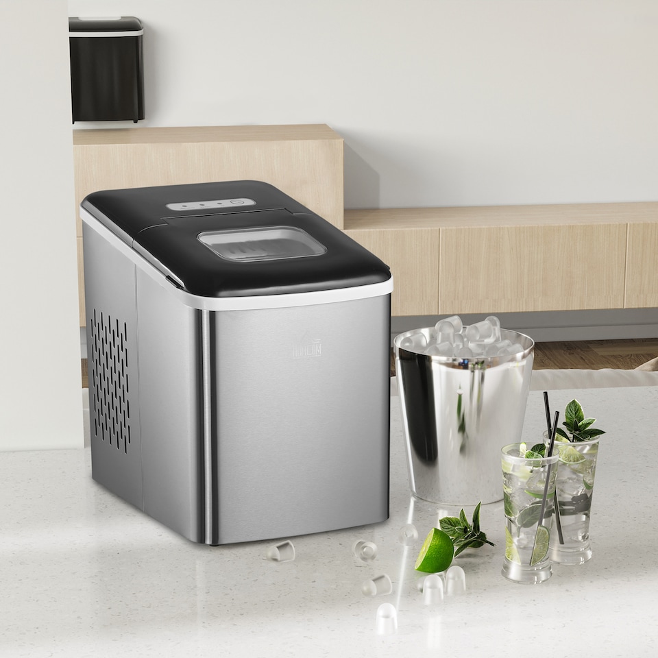 image 1 of HOMCOM Ice Maker Machine Portable Counter Top Ice Cube Maker for Home Black