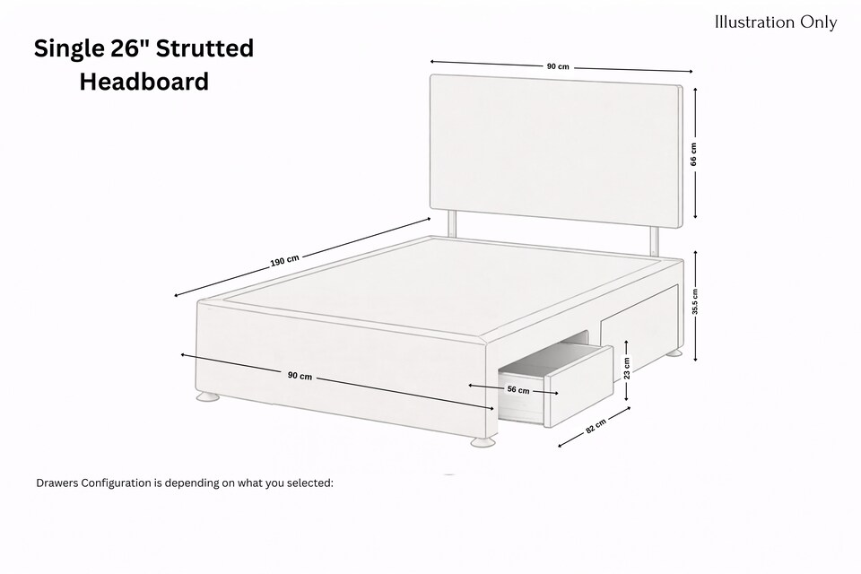 image 1 of Sloomy Manhattan Slate Naples Divan Bed Base 2 Drawers Same Side With 26 Inch Strutted Headboard | Grey | Slate | Single | 1
