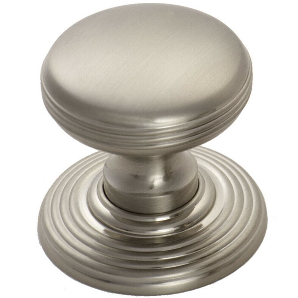 Loops Smooth Ringed Cupboard Door Knob 28mm Dia Satin Nickel Cabinet Handle in Metallics