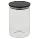 image 1 of Clear Glass Cylinder Storage Jars With Black Lid Airtight Coffee Tea Sugar Spice | Clear | Clear | Single 575ml Jar