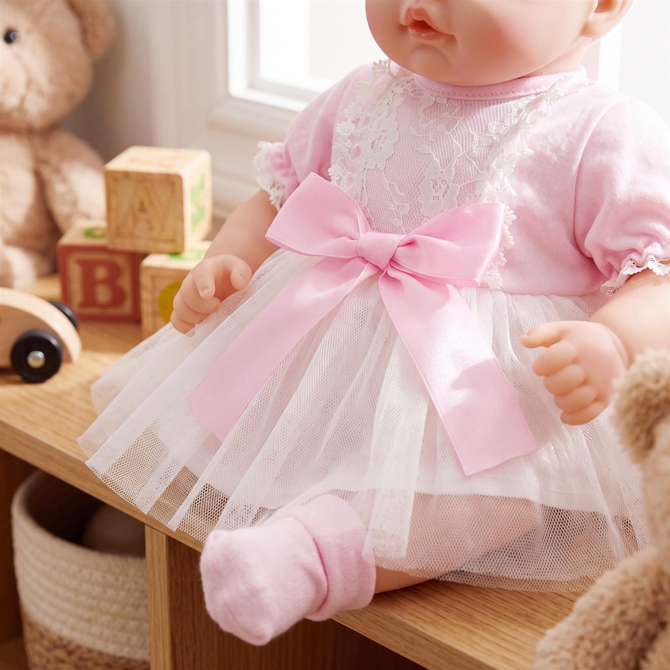 image 1 of BiBi Doll 17" Begonia Reborn Baby Doll Girl With Toy Dummy & Bottle