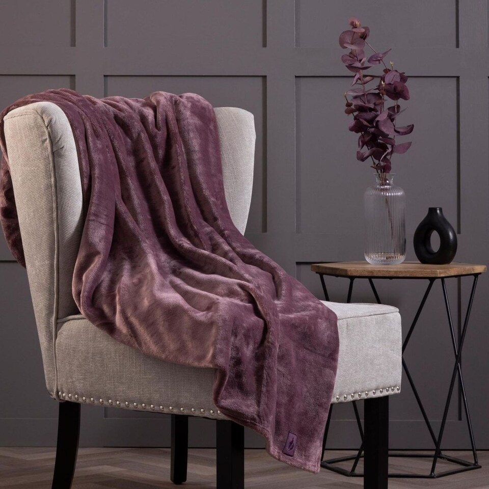 image 1 of Extra Soft Warm Large Luxury Thermal Fleece Throw Blanket - 180 x 200 cm | Purple | Mauve