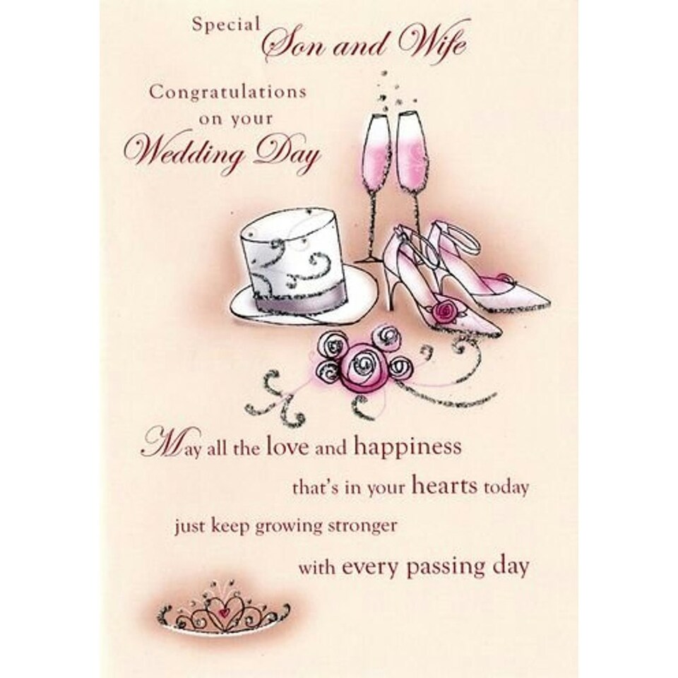 image 1 of Wedding Son & Wife - Shoes & Hat' - Wedding Day Greetings Card