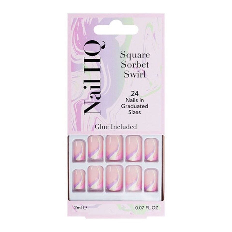 image 1 of Nail HQ Square Sorbet Swirl Nails