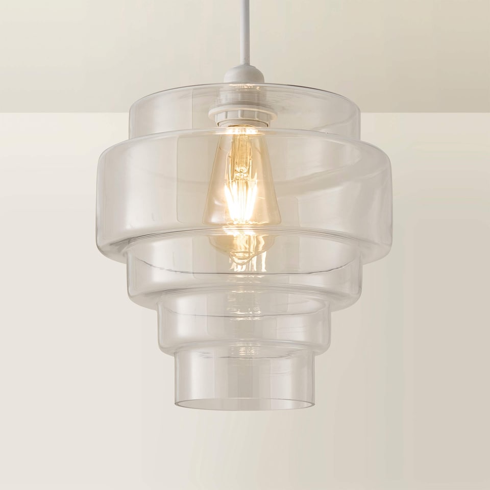 image 1 of ValueLights Lane Clear Glass 5 Tier Layer Clear Ceiling Pendant Shade | Clear