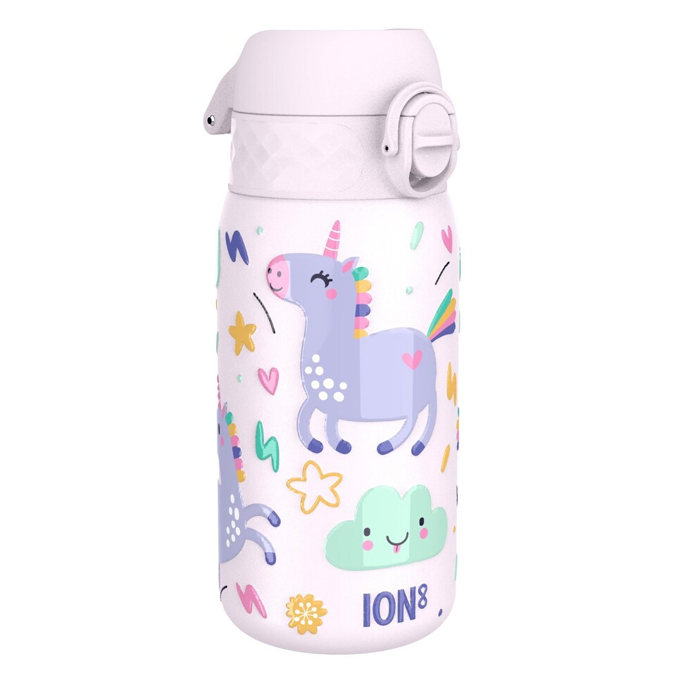 image 1 of Leak Proof Kids Water Bottle, Stainless Steel, 400ml (13oz) | Pink | Unicorn | One Size