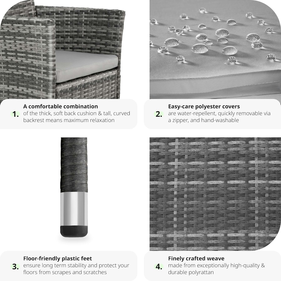 image 1 of Garden Chair Nantes Set of 2 - durable polyrattan, 2 sets of cushion covers Grey | Light Grey