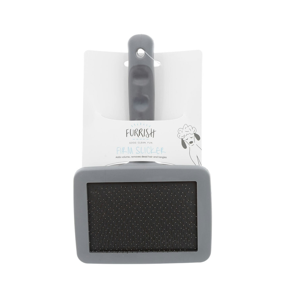 image 1 of Furrish Firm Dog Slicker Brush - Silver/Black - L