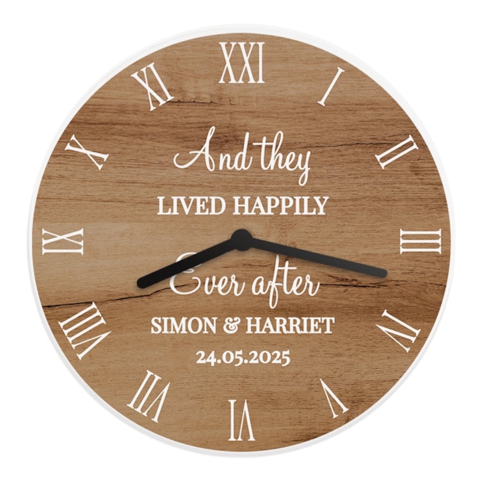 image 1 of Personalised Free Text Wood Effect Clock
