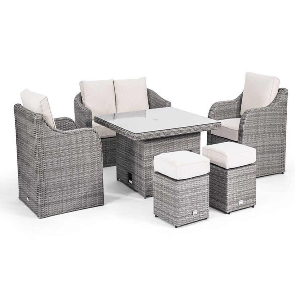 image 1 of Primrose Living Classic Rattan 6 Seater Sofa Set with Rising Table in Stone