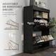 image 4 of HOMCOM Narrow Shoe Cabinet, Wall Mounted or Freestanding Shoe Storage Cabinet with 2 Flip Drawers and Open Shelf for 12-16 Pairs of Shoes for Entryway, High Gloss Black