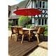 image 1 of Traditional Eight Seater Table Set with 6 x Chair Cushion, 1 x Bench Cushion, 1 x Burgundy Parasol & Base & Cushion Storage Bag