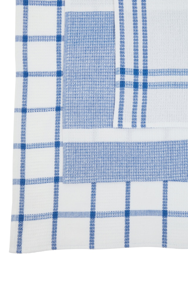 image 1 of Orsina Efficient Set Of Three Blue And White Tea Towels, Absorbent Durable Tea Towels, Soft Tea Towels For Kitchen
