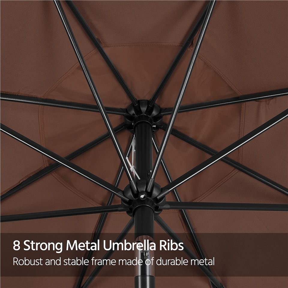 image 1 of Yaheetech 261 cm Patio Umbrella Market Umbrella with 8 Ribs-Brown