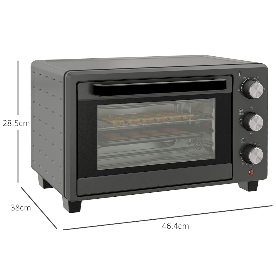 image 1 of HOMCOM Mini Oven, 21L Countertop Electric Grill, Toaster Oven with Adjustable Temperature, Timer, Baking Tray and Wire Rack, 1400W, Grey